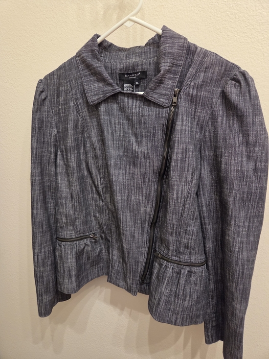 Sandro Jackets & Blazers - Sandro Black Textured Zip-Front Women's Moto Style Jacket